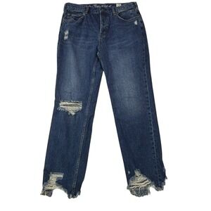We The Free Free People Button Fly Distressed Women's Size 29‎ High-Rise Jeans